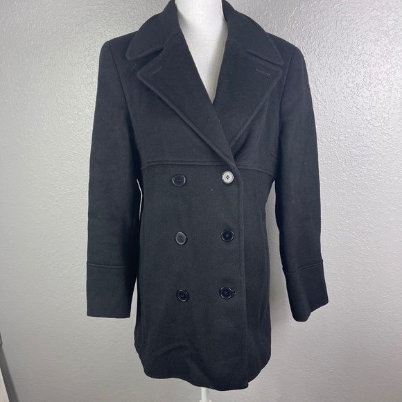 Black wool coat Button up - Picture 1 of 9